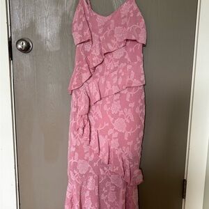 Boohoo Pink Asymmetrical Floral Dress